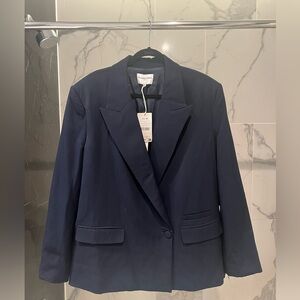 NA-KD Claire Rose Oversized Padded Blazer Jacket, NAVY